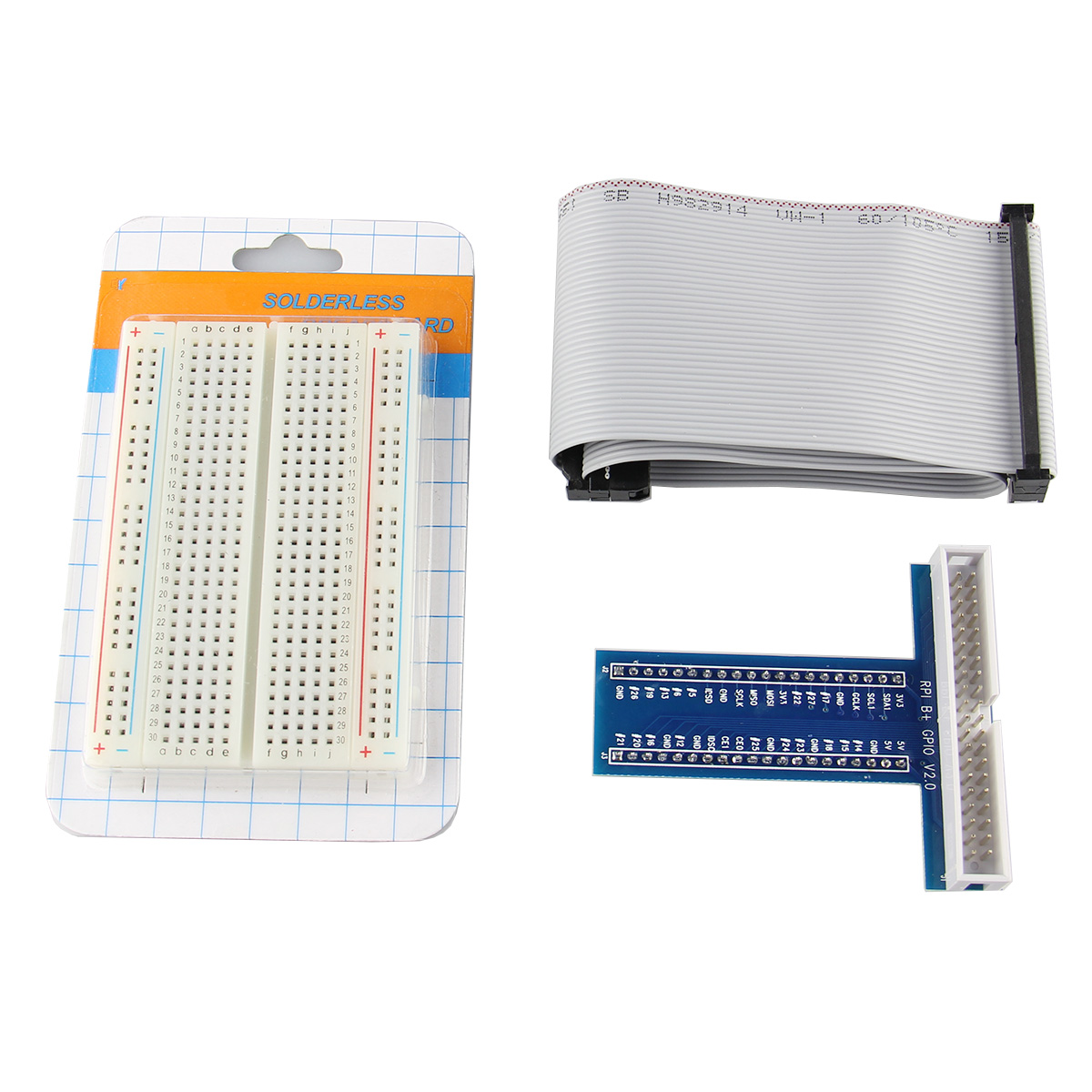 

Solderless 400 Point Breadboard + 40Pin Cable + 40Pin GPIO For Raspberry Pi 2 Mode B/B+