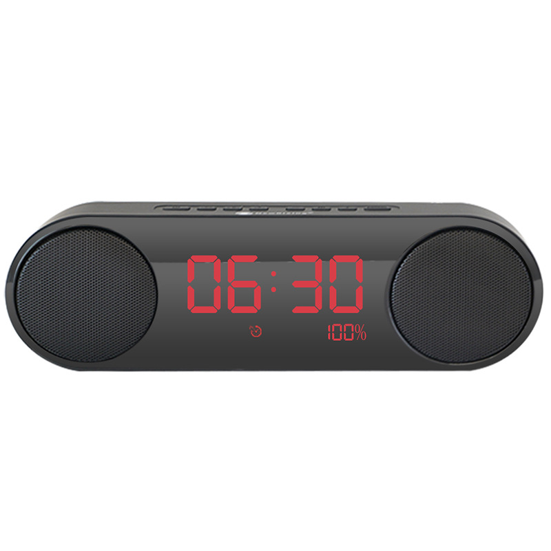 

LED Дисплей Тревога Часы Двойной блок управления FM Радио Aux TF-карта Тяжелый бас Bluetooth Динамик с микрофоном
