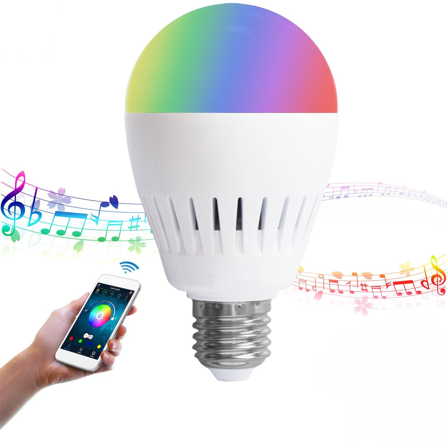 

E27 8W RGB + теплый белый Bluetooth Цвет динамика Изменение LED Смарт-музыкальная лампочка AC100-240V