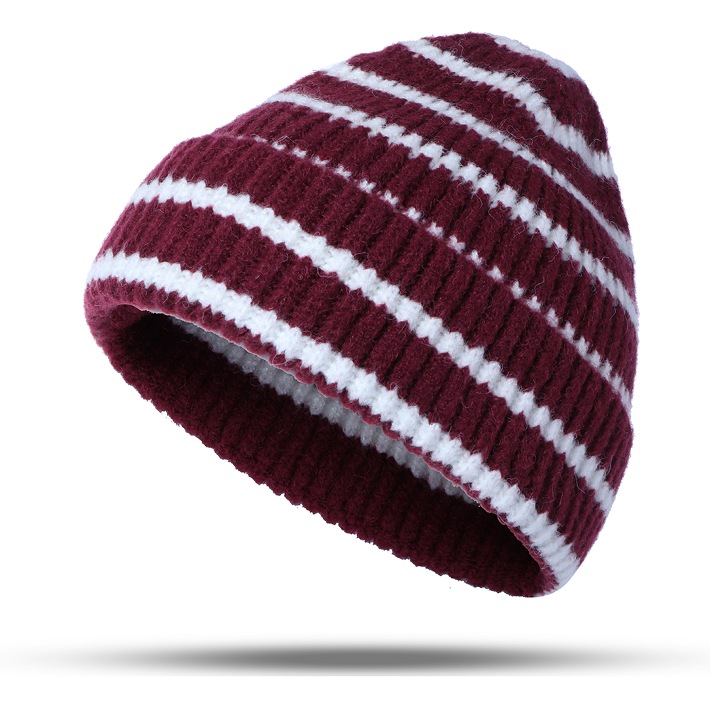 

Unisex Thickened Stripes Knitted Hat Fashion Knit Beanie Cap