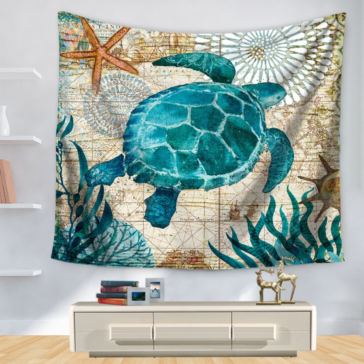 

150x130cm Ocean Animal Mat Tapestry Wall Hanging Mat Portable Bedspread Pad