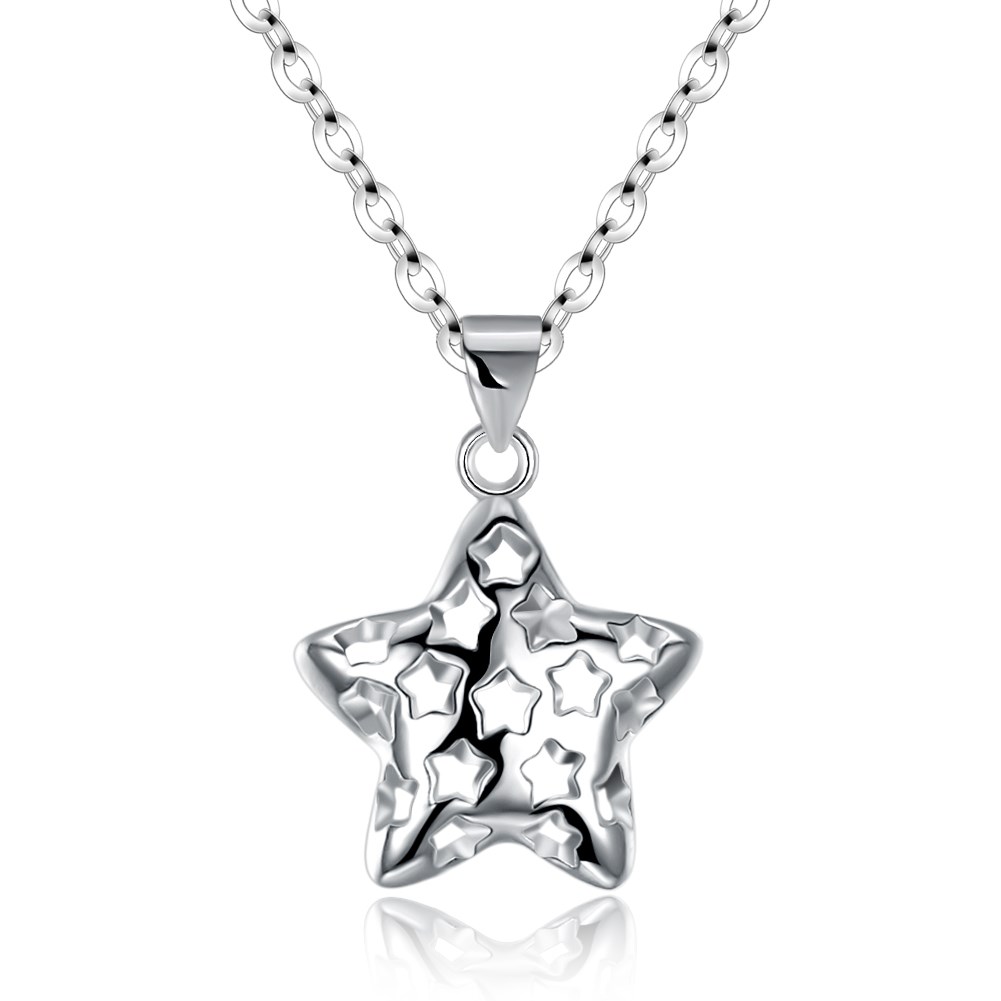 

Мода 925 стерлингового серебра Звезда Стиль полые ожерелье