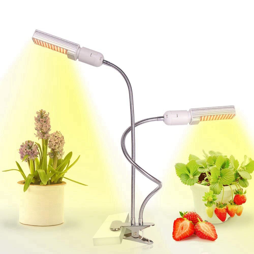 

45 Вт Full Spectrum 88 LED Растение Grow Light Двойная головка Клип Гусиная шея Лампа для рассады в помещении Цветущий п