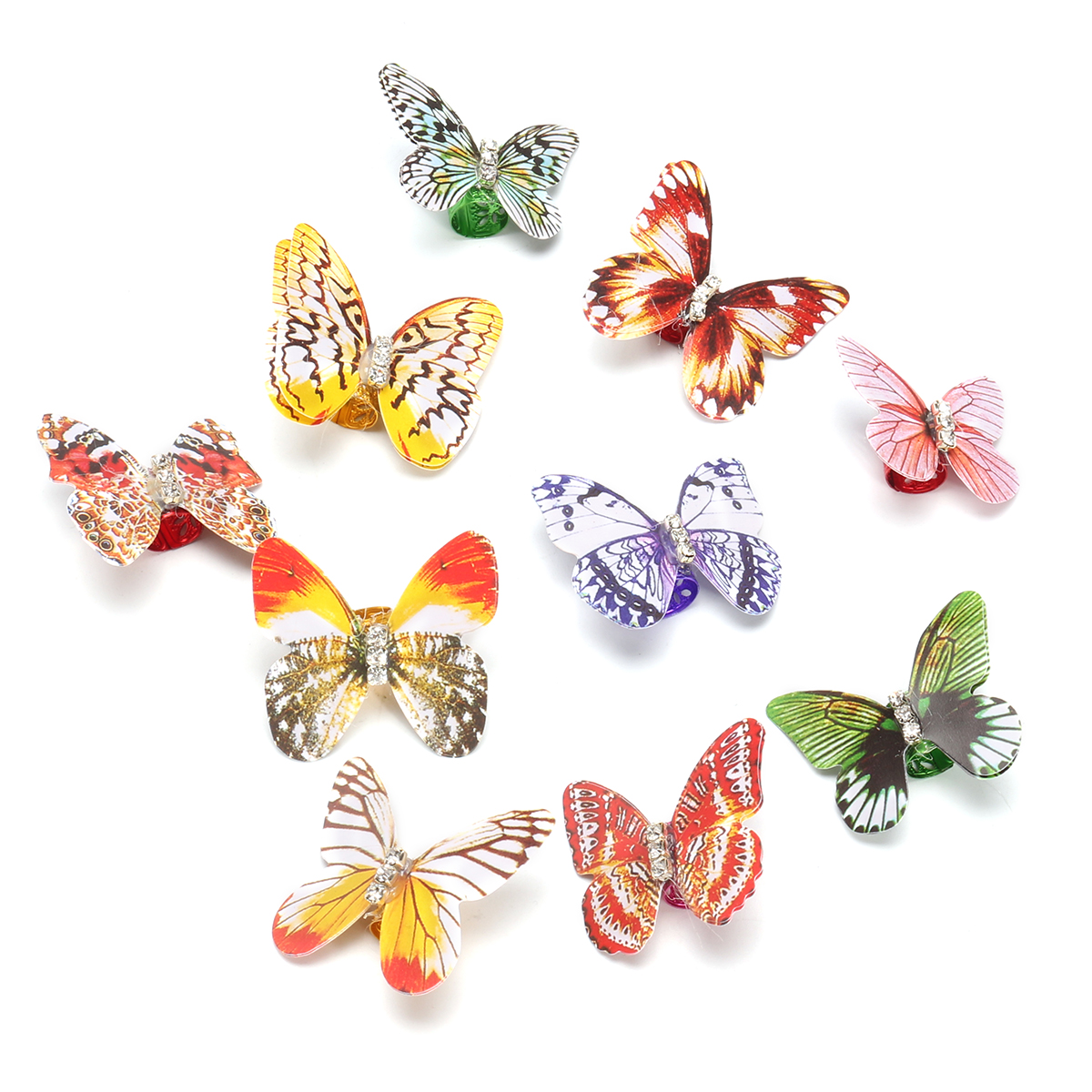 

10pcs Butterfly Волосы Бисер Dreadlock Beads Colorful Adjustable Волосы Манжеты Клипсы Кольца Трубка