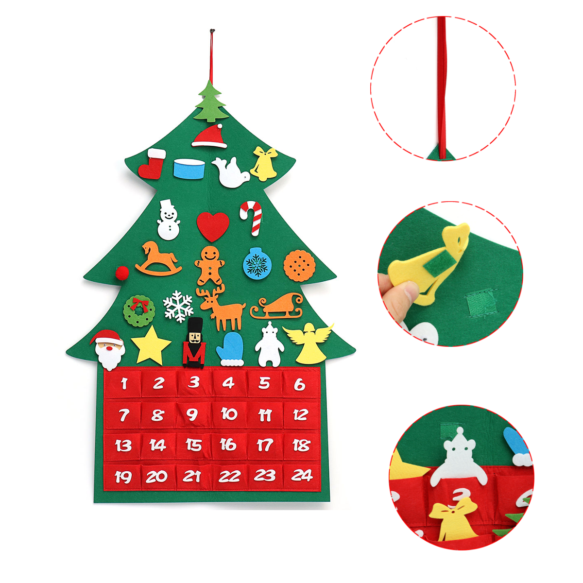 

Christmas Tree Advent Calendar Felt Fabric Countdown Xmas Display Decor Ornament