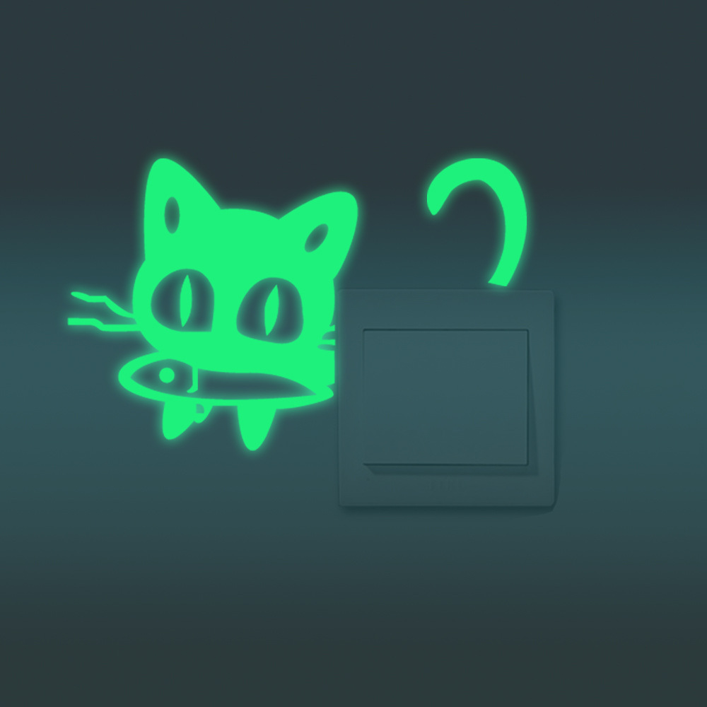 

Honana DX-159 Fluorescent Glow Cat Eat Fish Switch Wall Sticker Home Bedroom Decor