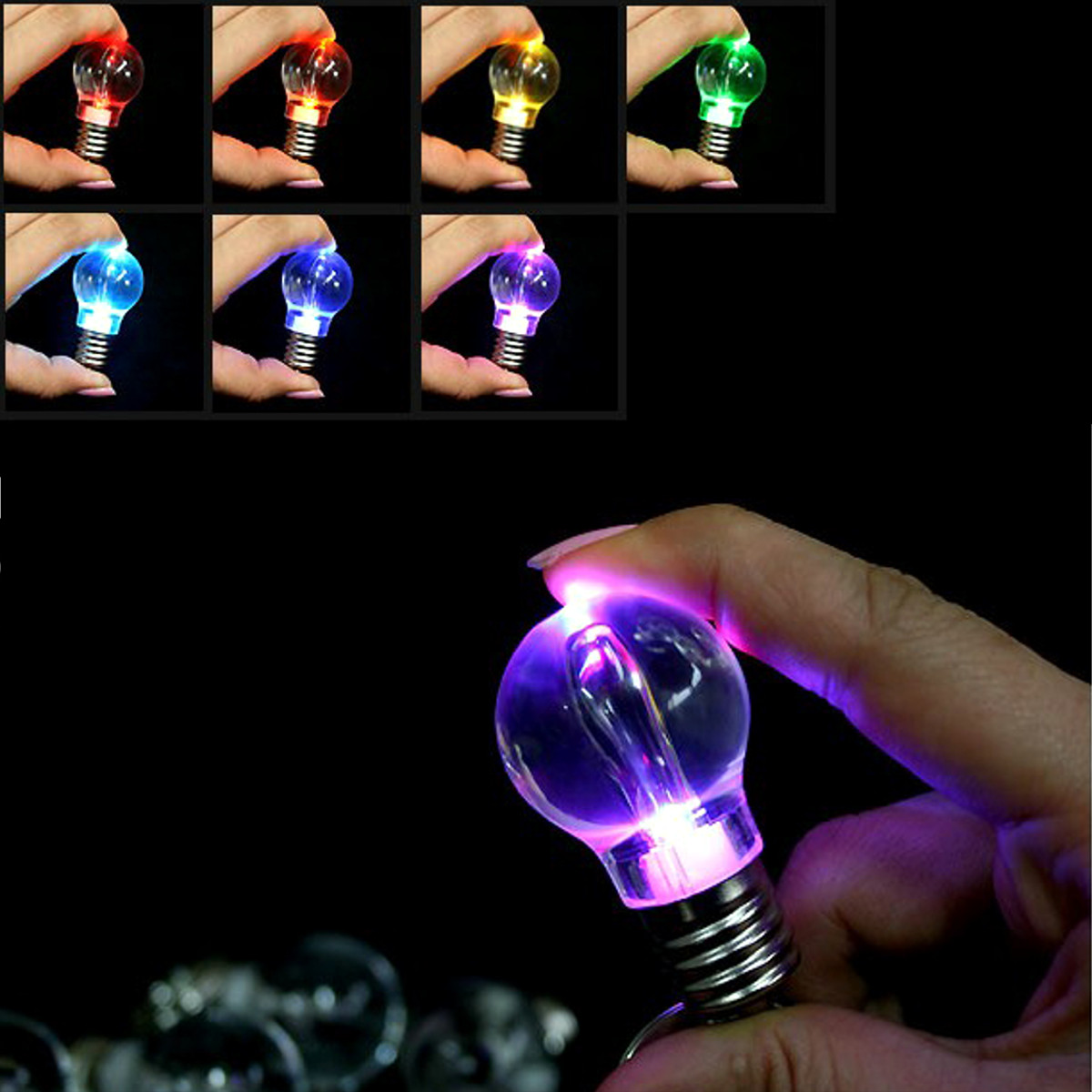

12Colors Change Color Mini Led Flashlight EDC Keychain Outdoor Camping Colorful Bulb