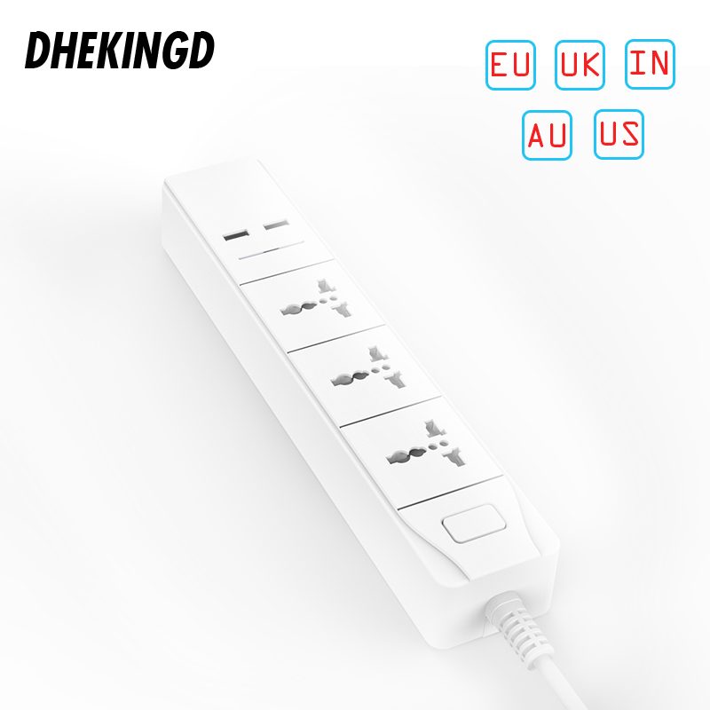 

DHEKINGD D801 Smart Wifi APP Contol Power Outlet with Universal 3 Socket 2 USB Charging Station Work with 5V 3.1A 1USB 2