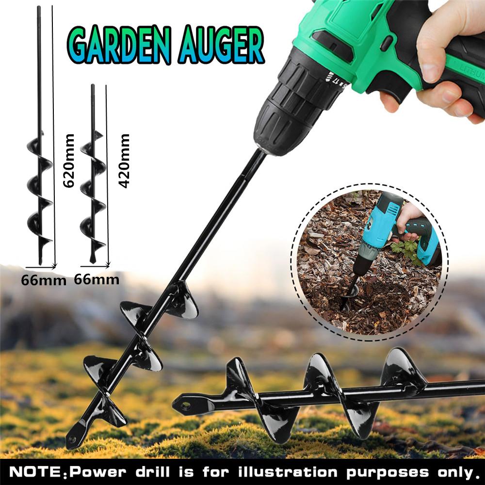 

66x420/66x620mm Garden Auger Small Earth Planter Drill Bit Post Hole Digger Earth Planting Auger Drill Bit for Electric