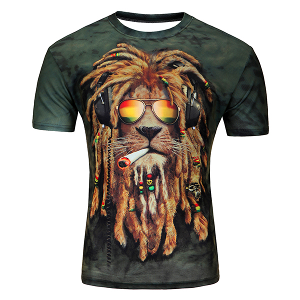 

Plus Размер Fashion Lion Head 3D Печатные футболки