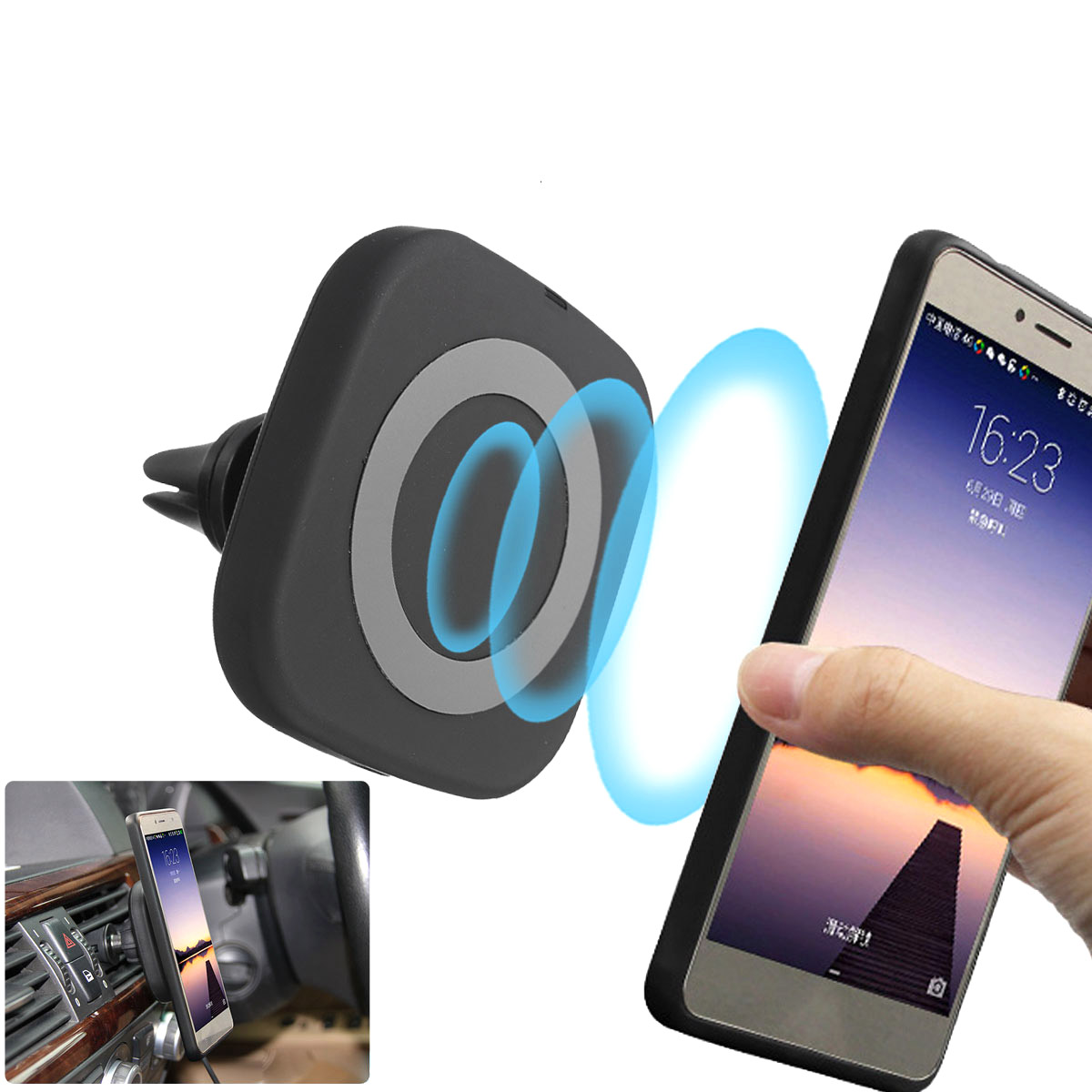 

Qi Беспроводная магнитная подставка для держателя вентиляционного воздуха для Samsung S8 Plus S7