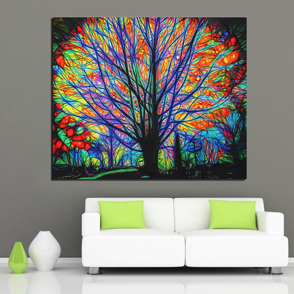 

Art Wall Hanging Comfy Гобелен Colorful Дерево Стиль Psychedelic украшения спальни