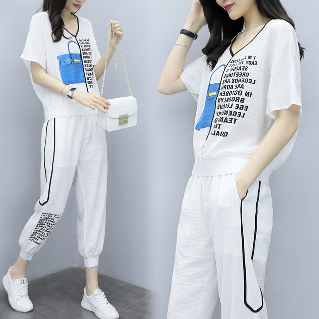

Season New Temperament Fashion Sports Suit Female Casual Loose Thin Two-piece Set Of Foreign Age Reduction Tide