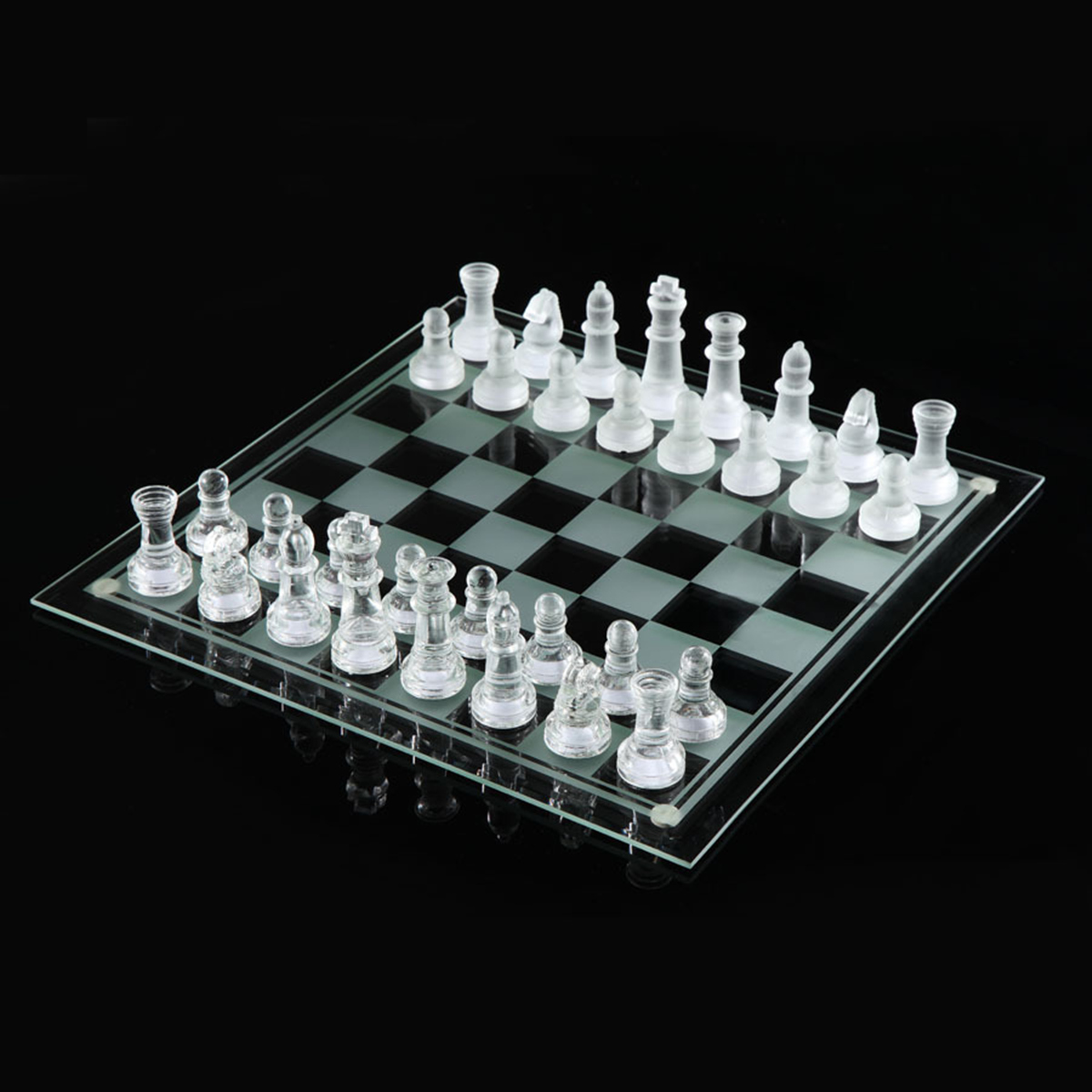 

20 * 20/25 * 25 СМ Высокого класса Элегантный K9 Checker Glass Chess Game Set Домашние Украшения