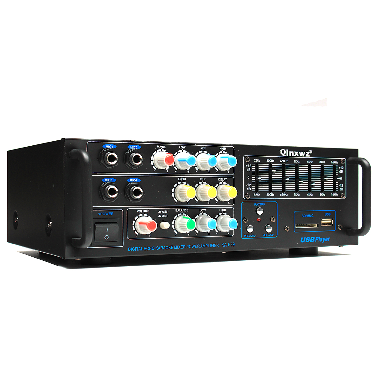 

Qinxwz KA-639 Профессиональная домашняя аудиосистема 1200 Вт стерео Power Усилитель Поддержка USB SD-карты