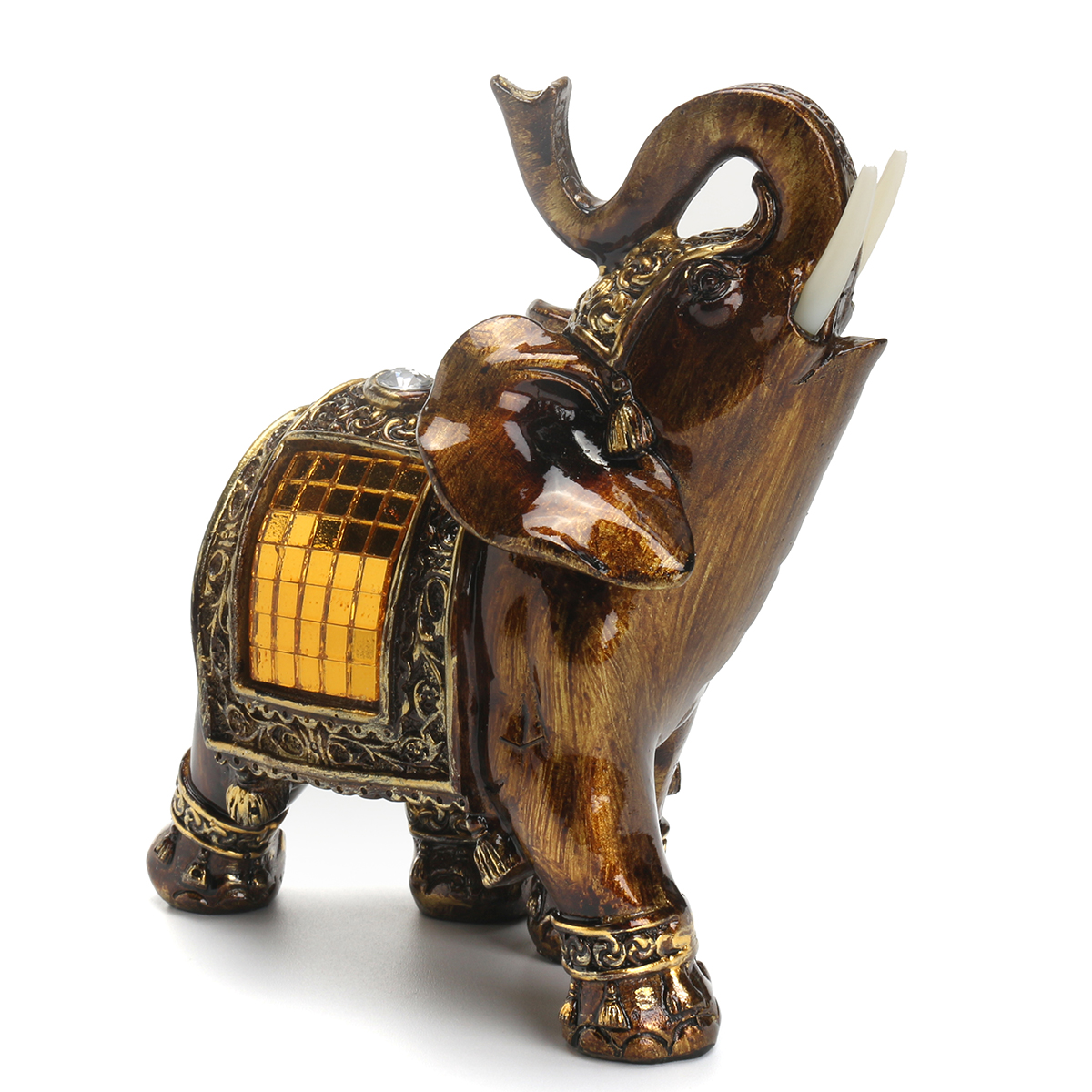 

Resin Feng Shui Elegant Elephant Statue Lucky Wealth Figurine Home Decoration Decor
