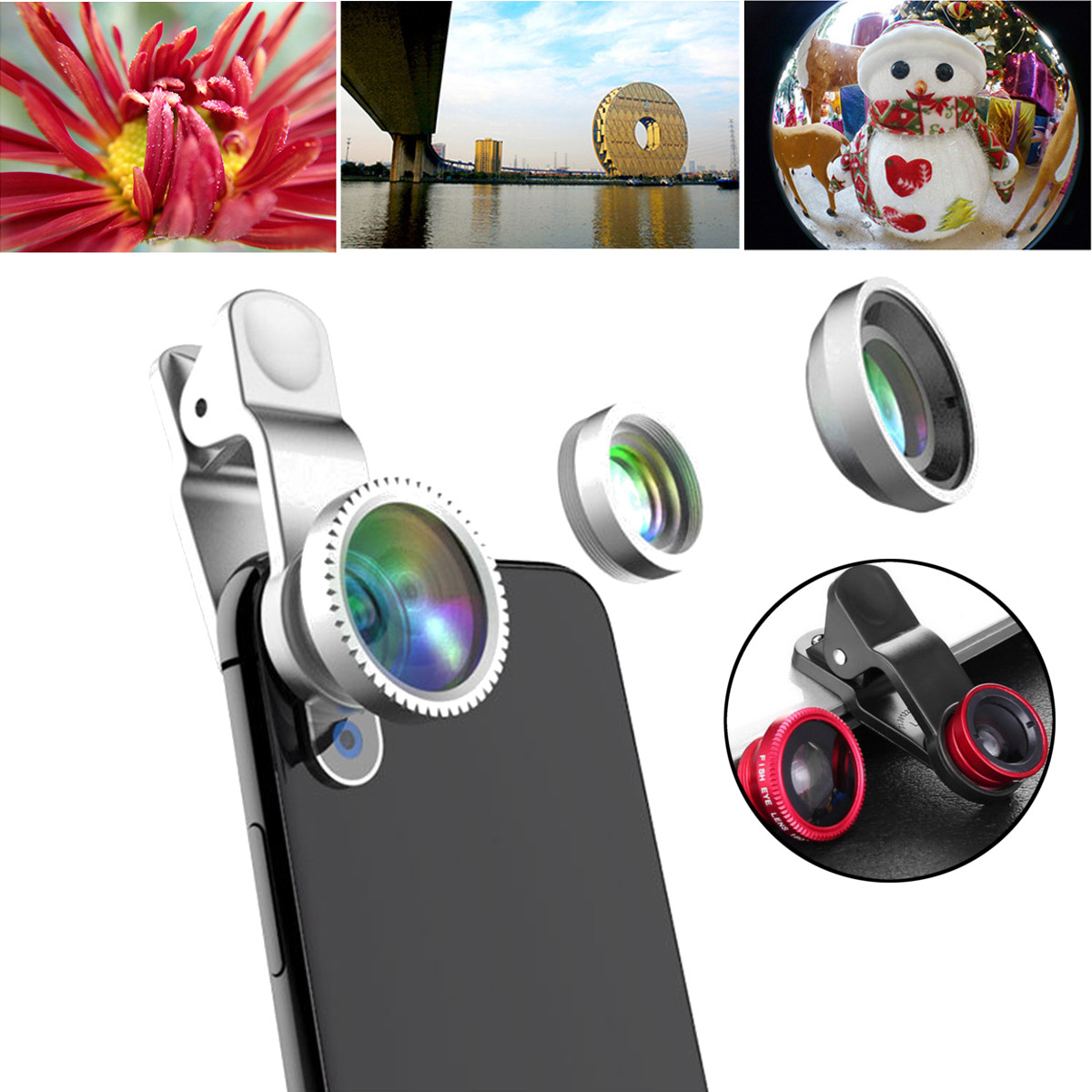 

Universal 3 in1 HD 0.65X Wide Angle 10X Macro Fisheye Camera Lens for Samsung iPhone
