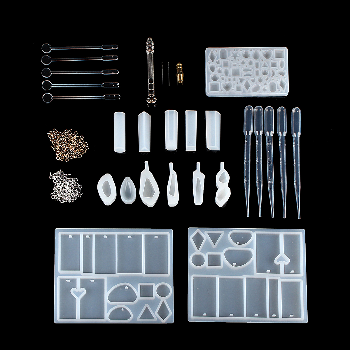 

77Pcs Отливка из формы для литья под давлением Набор Силиконовый Изготовление ювелирных изделий Кулон Craft DIY Set