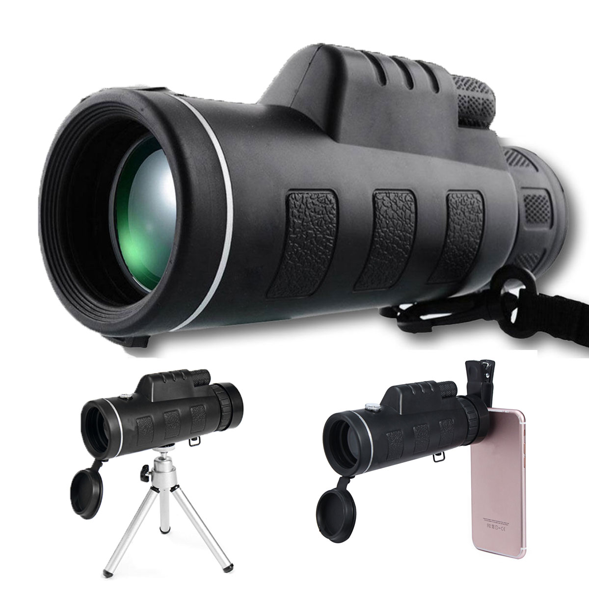

40X60 Zoom Optical Lens Monocular Telescope + Clip + Tripod For Mobile Phone