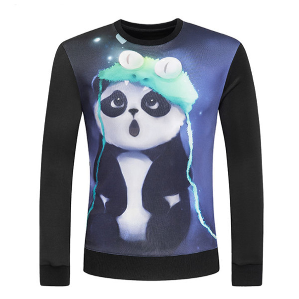 

Цифровая печать 3d панда круглый воротник пуловеры моды случайные длинными рукавами свитер толстовки