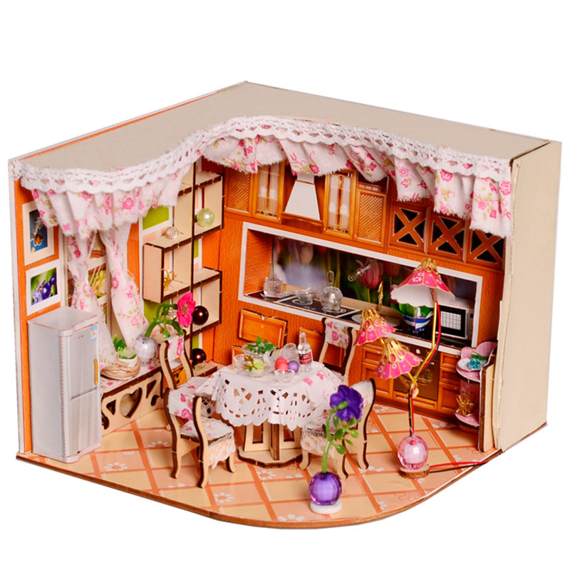 

Веселая головоломка Sweet Home Habitat Room DIY Dollhouse Набор С Светодиодный Отделка деревом