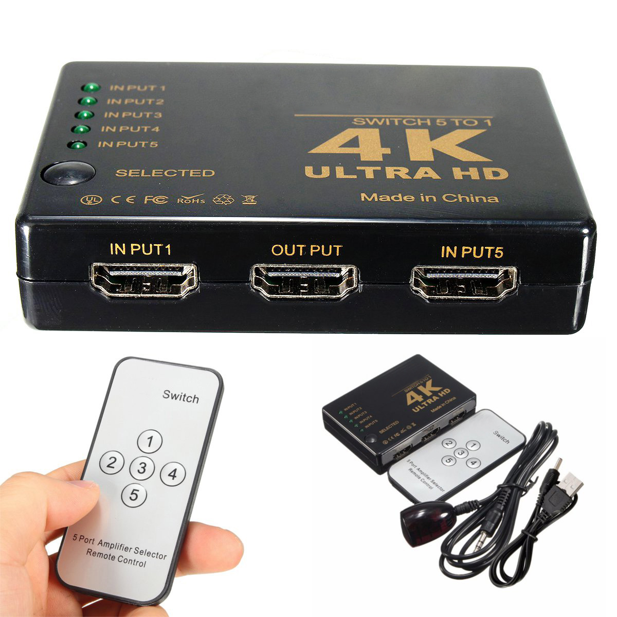 

4K 5-портовый 1080p HD Мультимедийный интерфейс 3D-коммутатор Селекторный видеовыход для PS3 HDTV