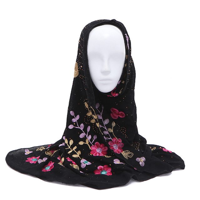 

Самый продаваемый шарф с многоцветным вышивкой и жемчугом Baotou Новый плиссированный женский шарф из хлопка и льна