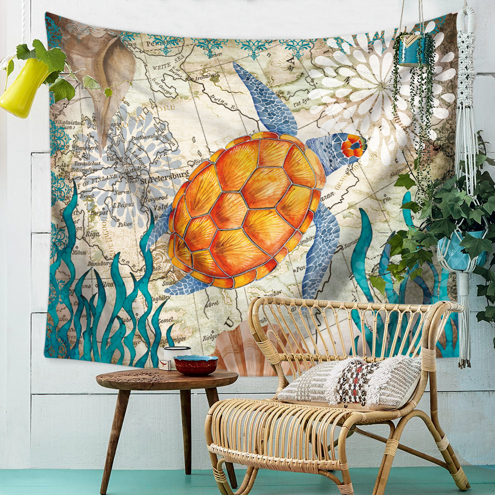 

Sea Turtle Hanging Wall Tapestry Home Decorative Tapete Bedroom Blanket Table Cloth Yoga Mat