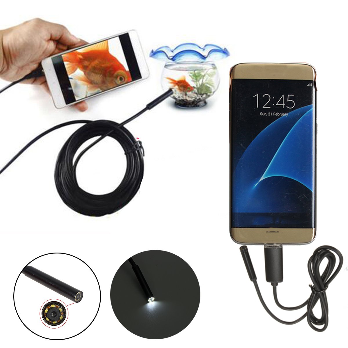 

7mm 2 In1 USB Endoscope Borescope Inspection Camera for Phone Tablet PC