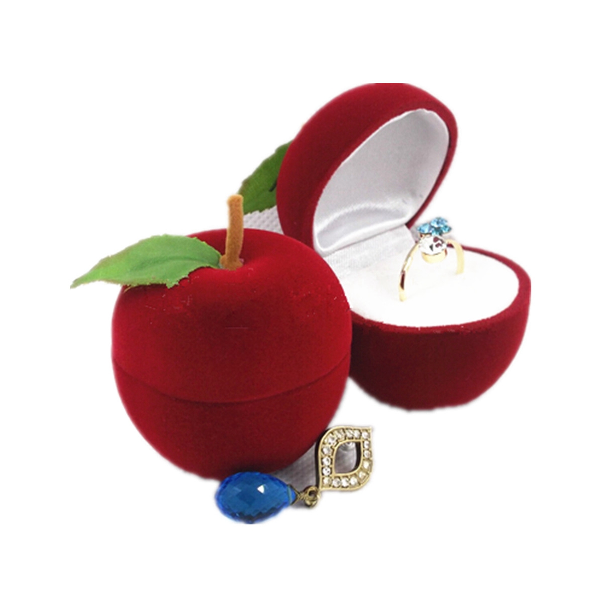 

Бархатное яблоко Форма кольца Серьги Ювелирные изделия Дисплей Хранение Коробка