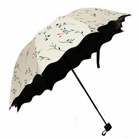 

Корейская версия четырехцветный цветок леди зонтик дождь двойного назначения маленький свежий солнцезащитный крем UV три раза черный плас