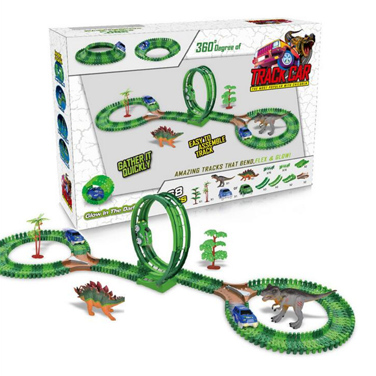 

Слот для динозавров Авто Race Track Toys Kids Bridge Батарея Игрушечный парк Ролик Coaster