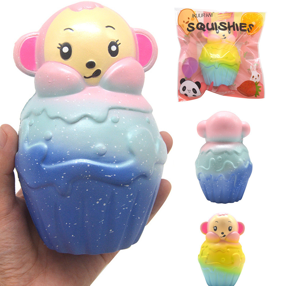 

IKUURANI Monkey Squishy 14 * 9 * 9CM Лицензированный медленный рост Soft Гигантская игрушка с упаковкой