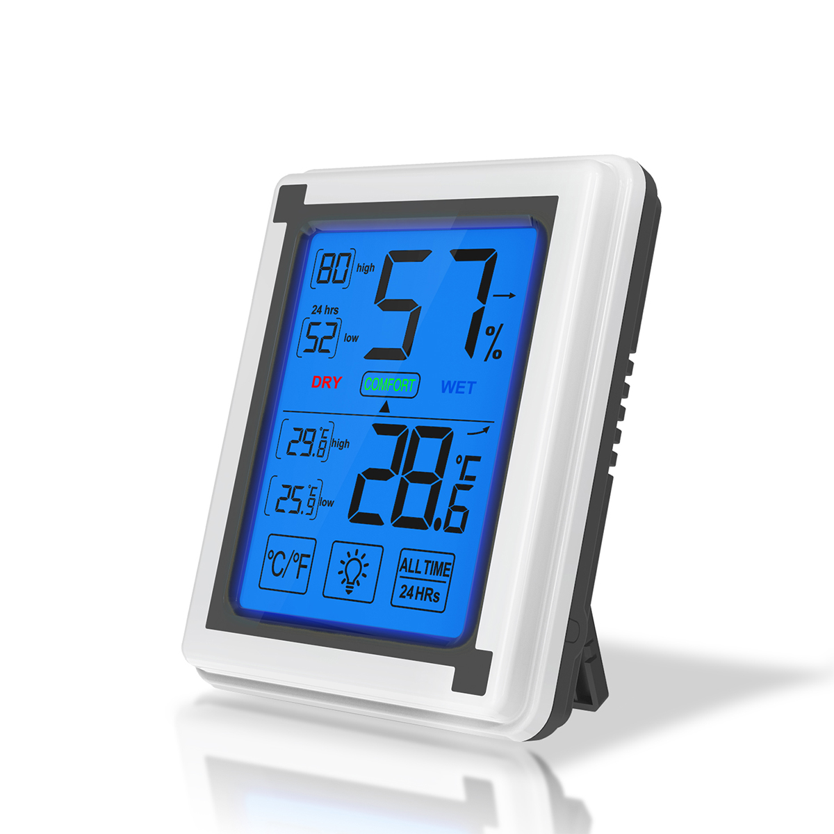 

New Large-screen LCD Touch Digital Thermometer And Hygrometer Backlight Comfort Temperature And Humidity Monitor
