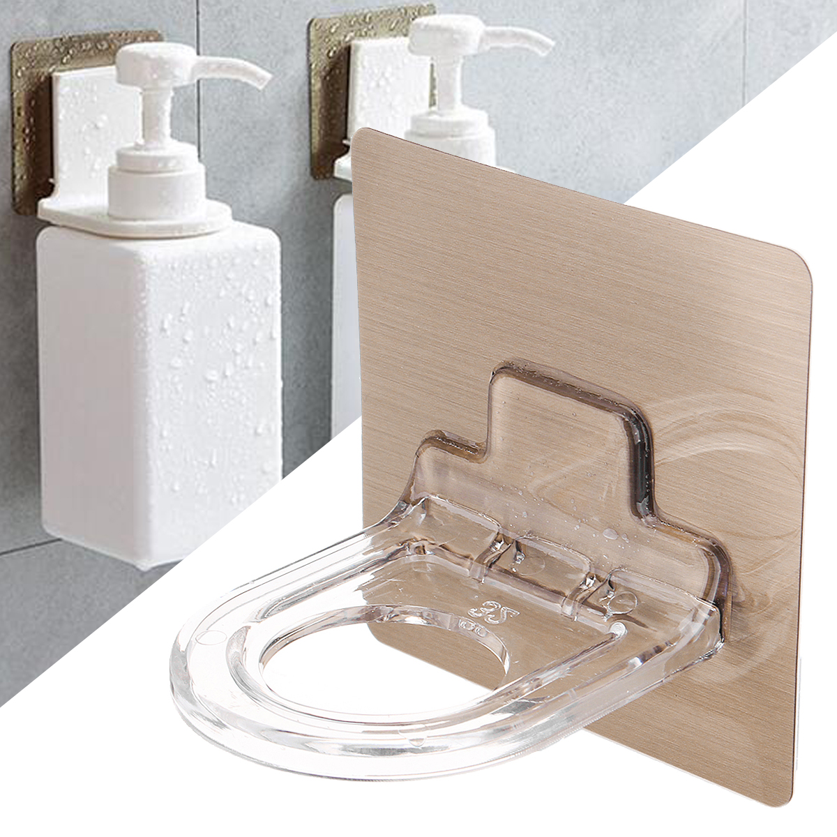 

Wall Mounted Magic Sticky Shampoo Hook Shower Hand Soap Bottle Storage Hanging Holder