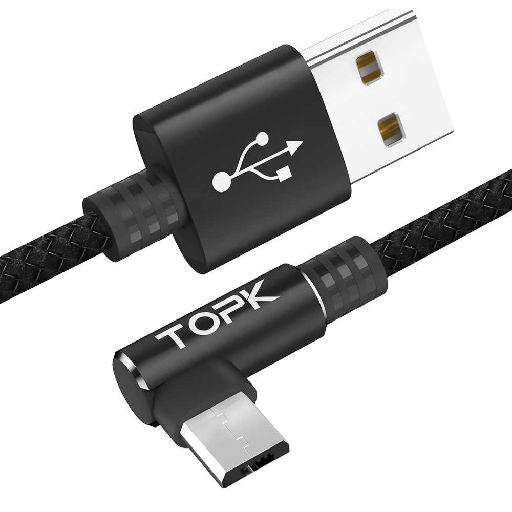 

TOPK 90-градусный реверсивный Micro USB зарядный кабель для передачи данных 3.28ft / 1m для Honor 8X Xiaomi Redmi Note 5