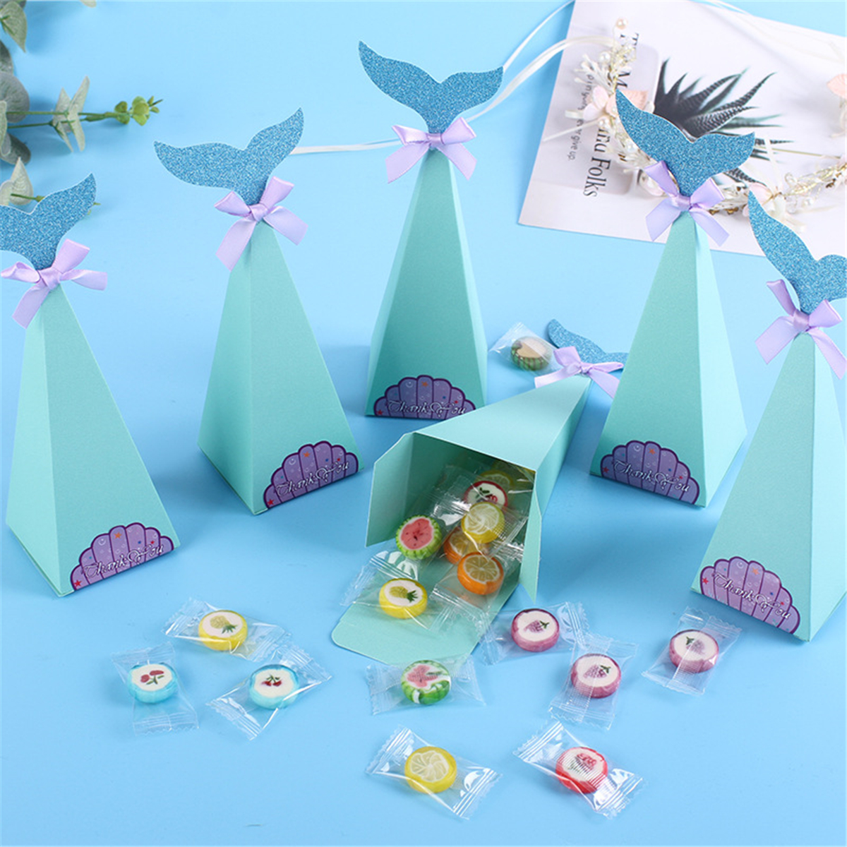 

20Pcs/Set Little Mermaid Gift Boxes Paper Sweet Candy Container Kids Birthday Wedding Party Decorations