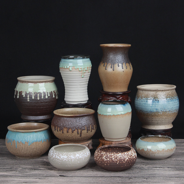 

Ceramic Flower Pots, Breathable Stoneware, Purple Sand, Succulent Plants, Flowerpots, Large, Simple, Fleshy Flowerpots, Fresh And Elegant Chinese Style