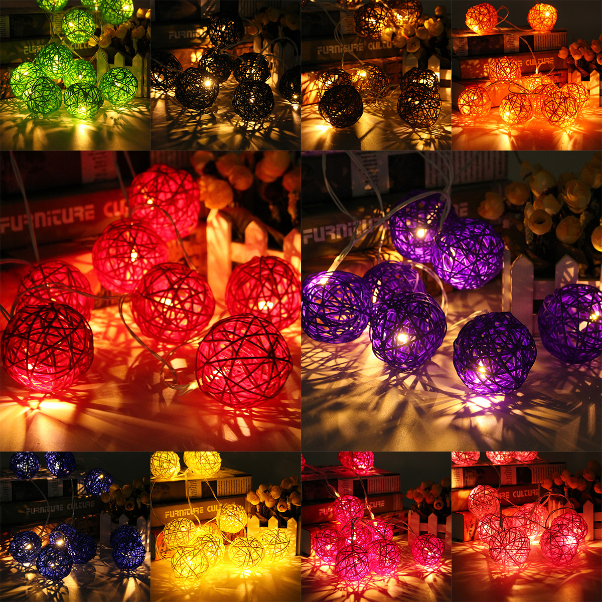 

20 LED ротанг мяч свет шнура дома сад фея красочный лампа свадьба Xmas декор