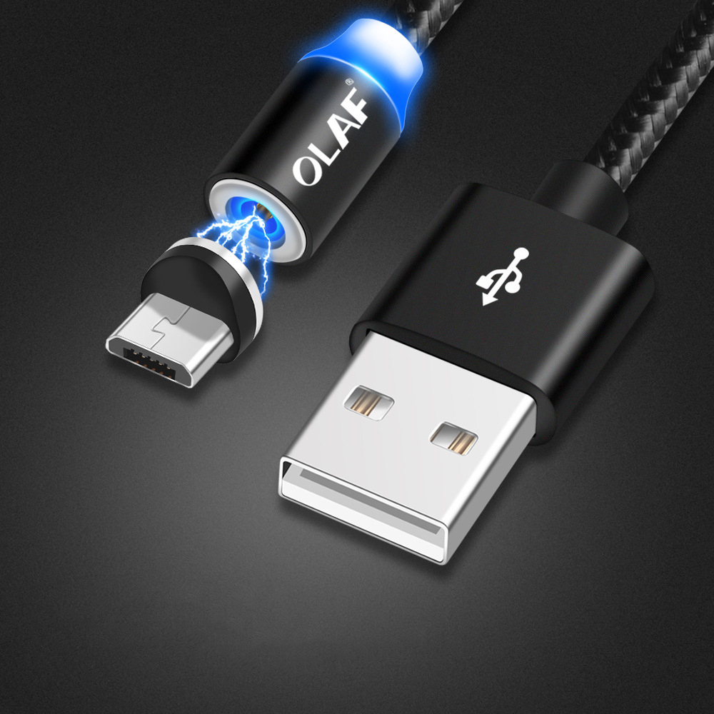 

OLAF 2.1A Micro USB Type-C 360° Magnetic Nylon Weave Fast Charging Data Cable for Xiaomi Mi 9 8 HUAWEI Mate 20 Pro P20