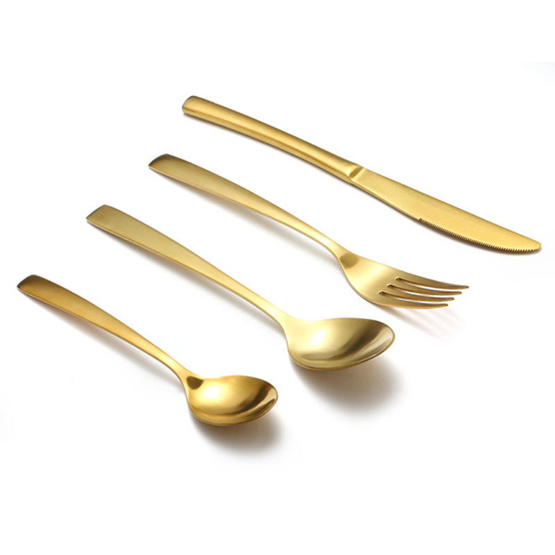 

KC-FL80 Stainless Steel Yellow Gold Flatware Dinnerware Cutlery Fork Knife Spoon Tableware Set