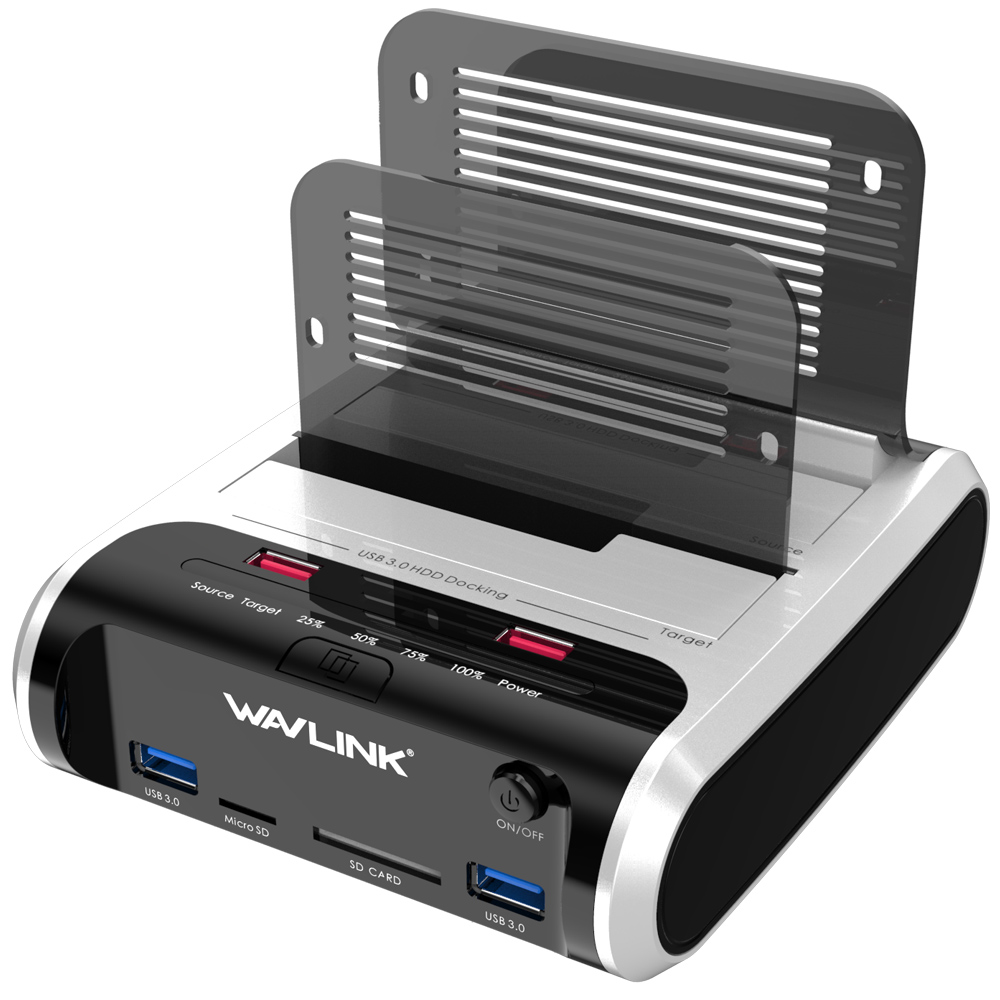 

Wavlink USB3.0 для SATA Dual-Bay Жесткий диск для чтения картплоттеров для 2,5 / 3,5 "HDD SSD Offline Clone