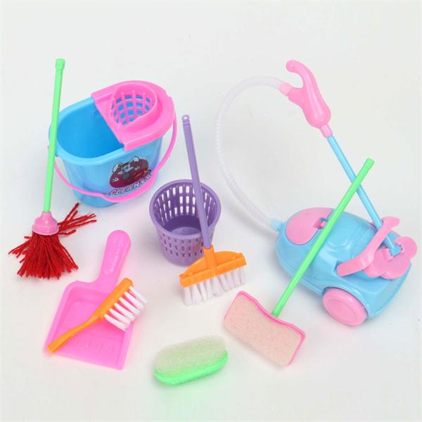 

Мини-9PCS Набор куклы чистящие инструменты мебель для дома принцессы плюша младенца бытовой очиститель модели игрушки