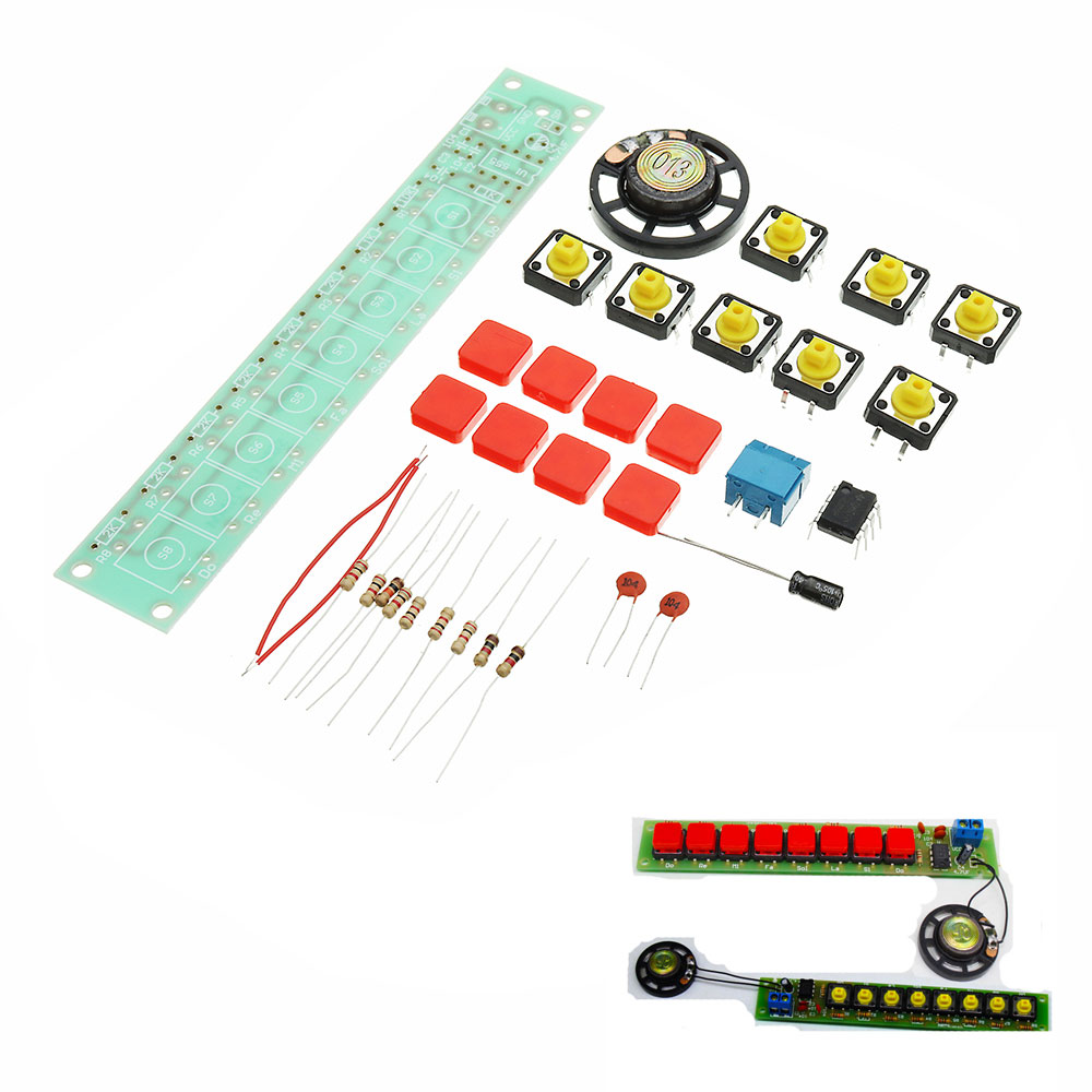 

3pcs DIY NE555 Electronic Piano Organ Keyboard Module Kits With Battery Box And Button Cap Parts PCB Circuit Board Training Kits