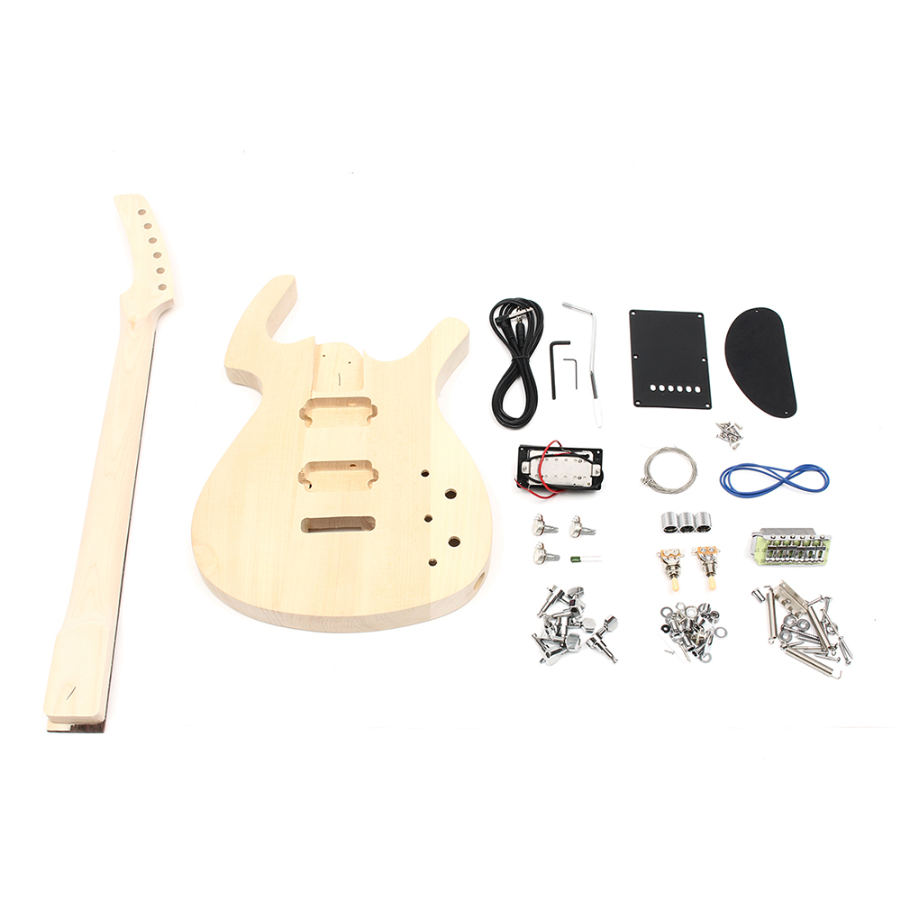 

DIY Unfinished 6 String Electric Bass Guitar Kit Basswood Body with Maple Neck
