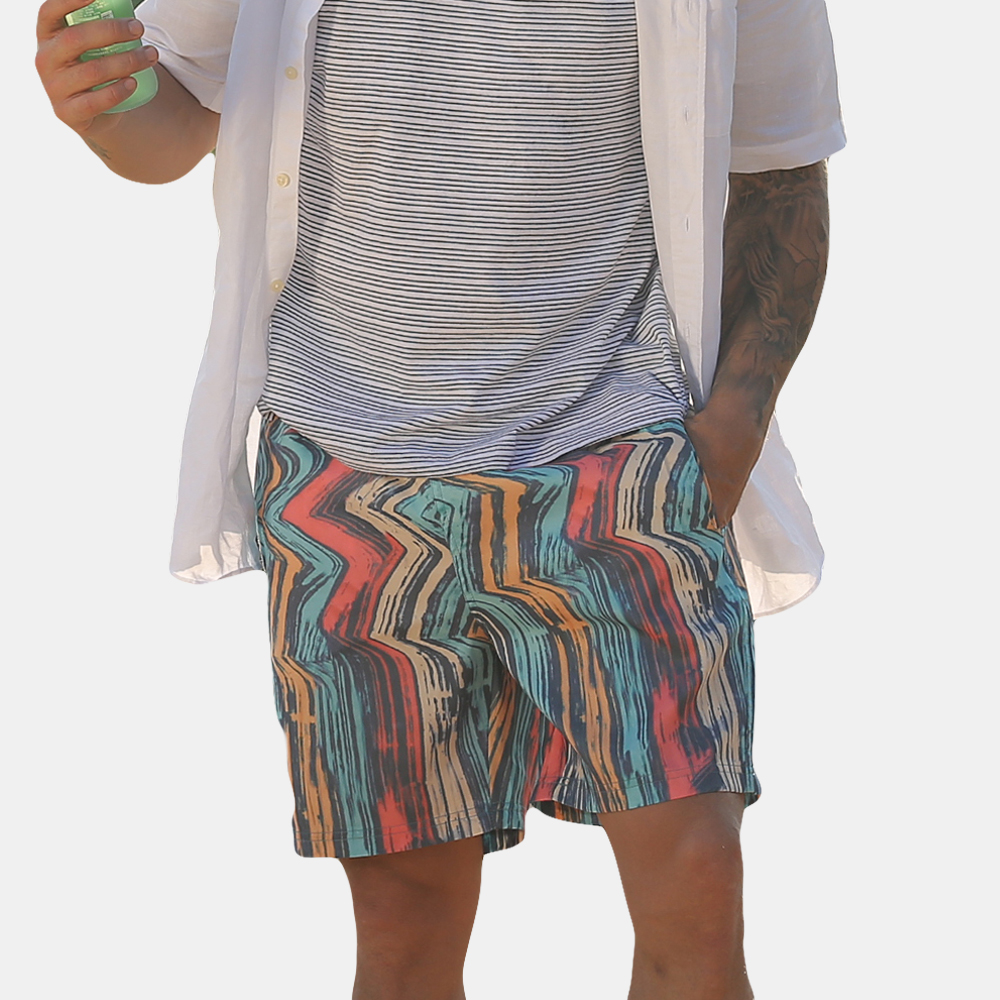 

Men Colorful Stripe Design Beach Quick Drying Board Shorts