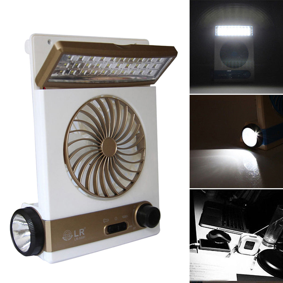 

2 В 1 Солнечная Питание USB Аккумуляторная На открытом воздухе Кемпинг Cool Fan Light Light Tent LED Фонарь Кулер
