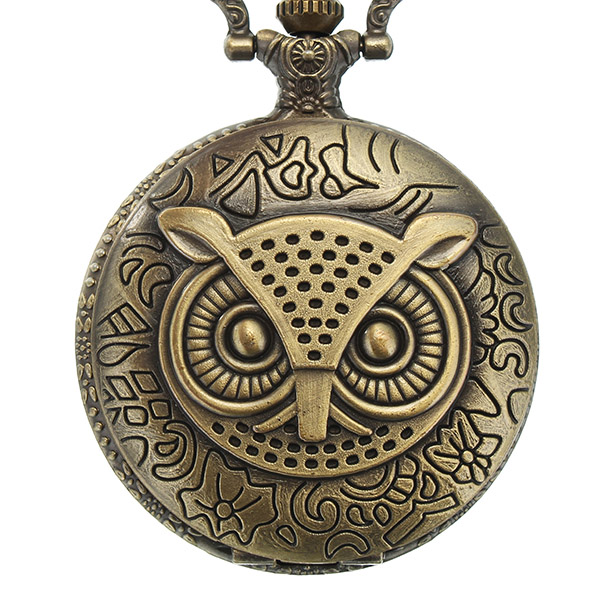 

DEFFRUN XHB02 Мода Бронзовый карманные часы Сова Шаблон Ожерелье Винтаж Цепь Кварцевые часы