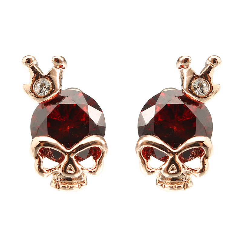 

Punk Skull Crown Ear Stud Exquisite Zinc Alloy Rhinestones Earrings for Women