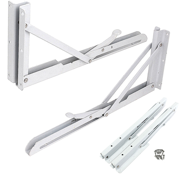 

2Pcs 340x140mm White Metal Release Catch Support Bench Table Folding Shelf Bracket